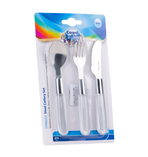 Canpol babies - metalowy zestaw sztućców dla dzieci | 9/477 White